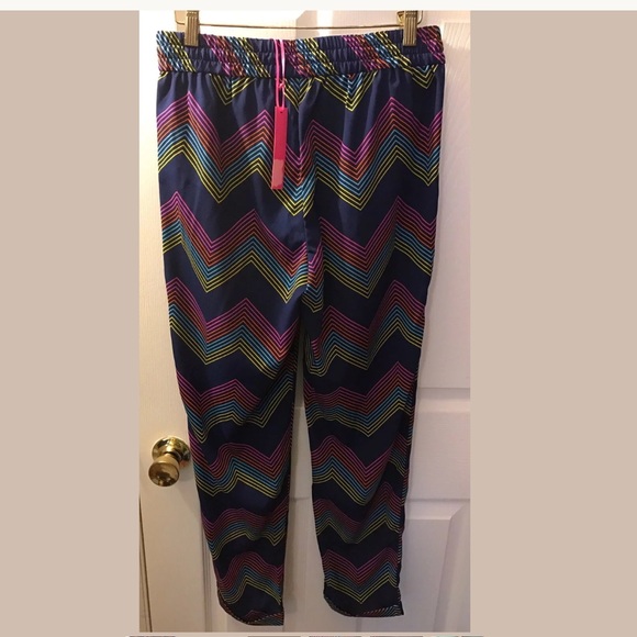 New MACBETH Collection Chevron Pants Pull On Set Lightweight Navy Blue NWT - Picture 3 of 6